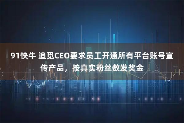 91快牛 追觅CEO要求员工开通所有平台账号宣传产品，按真实粉丝数发奖金